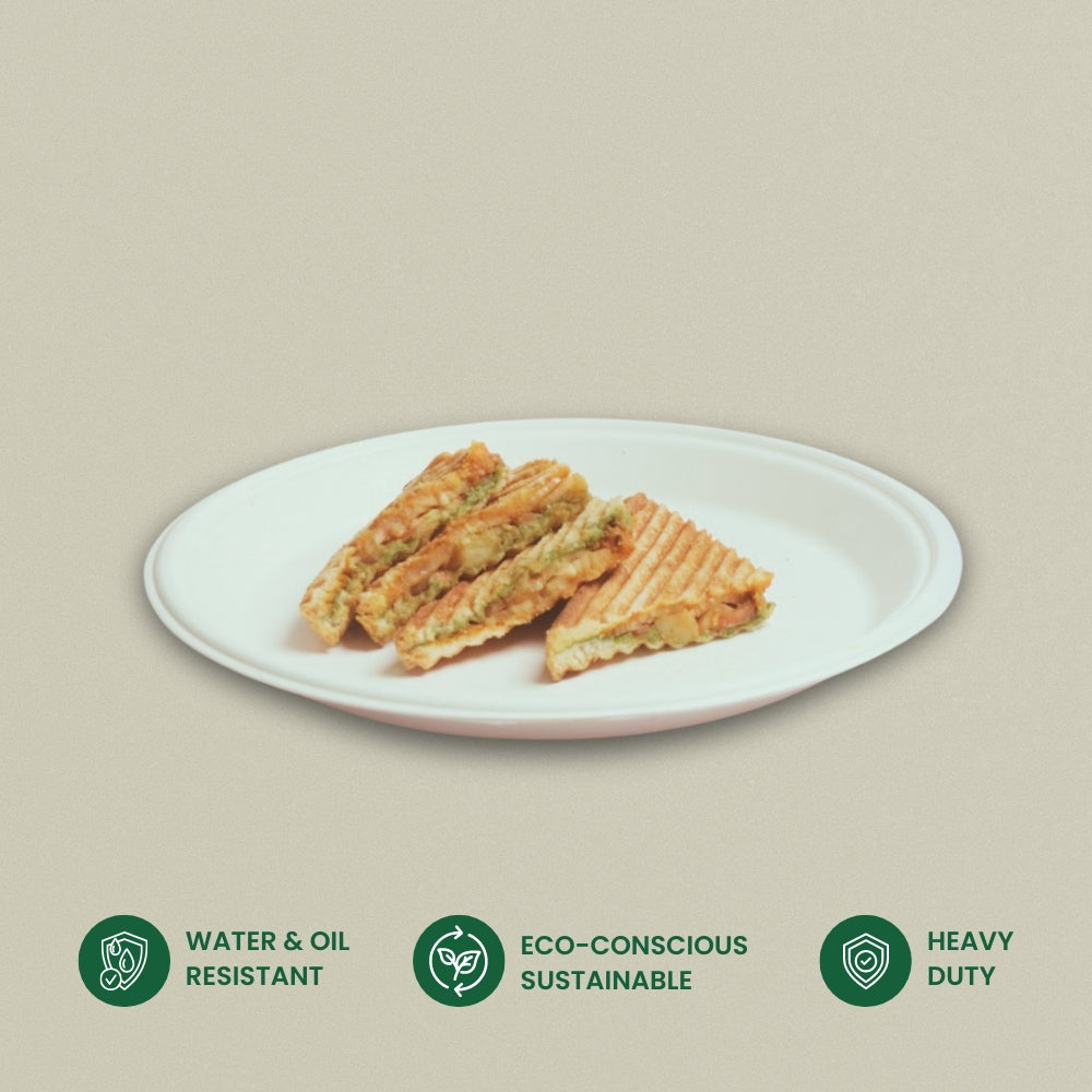 11" Round Sugarcane Bagasse Plate - Heavy Duty