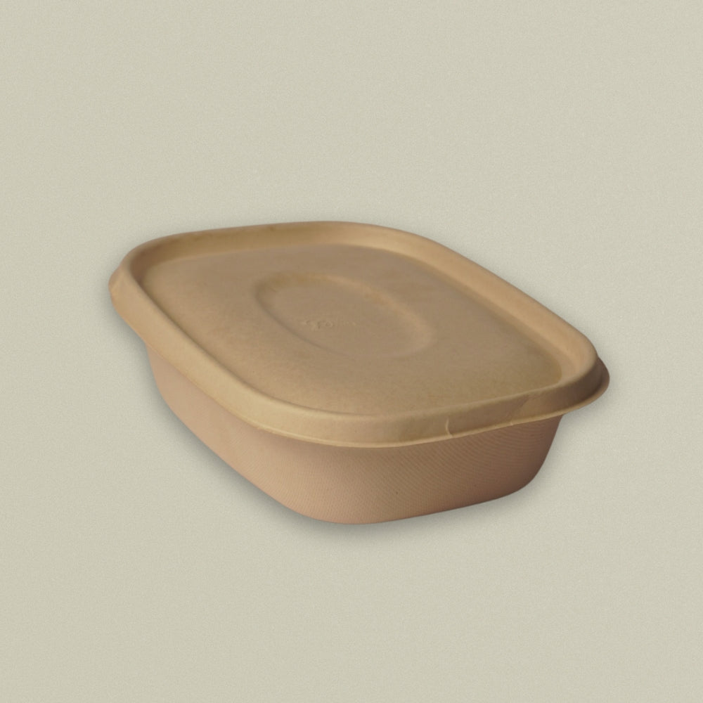 1000ml (34oz) Global Sugarcane Bagasse Container with Lid