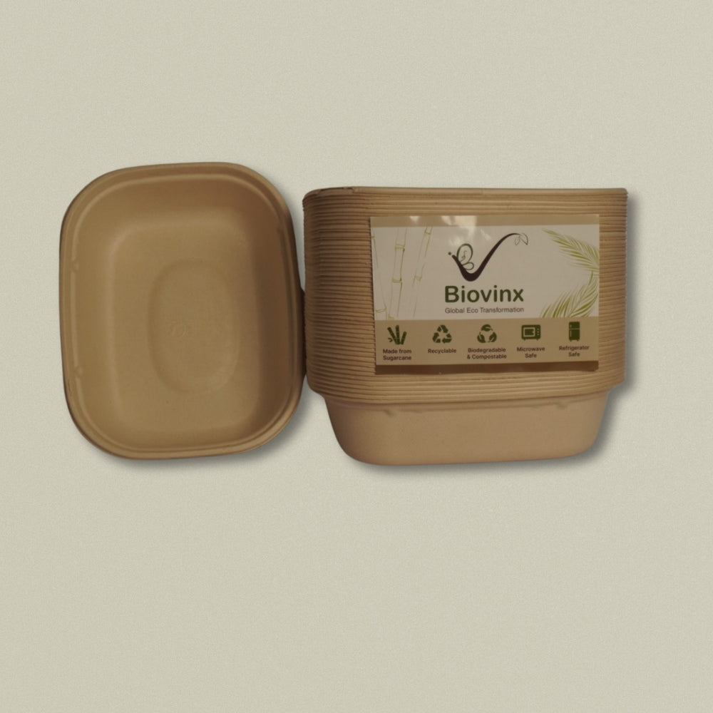 1000ml (34oz) Global Sugarcane Bagasse Container with Lid
