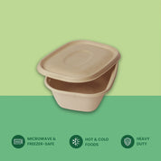1100ml (37oz) U-Shape Sugarcane Bagasse Container with Lid