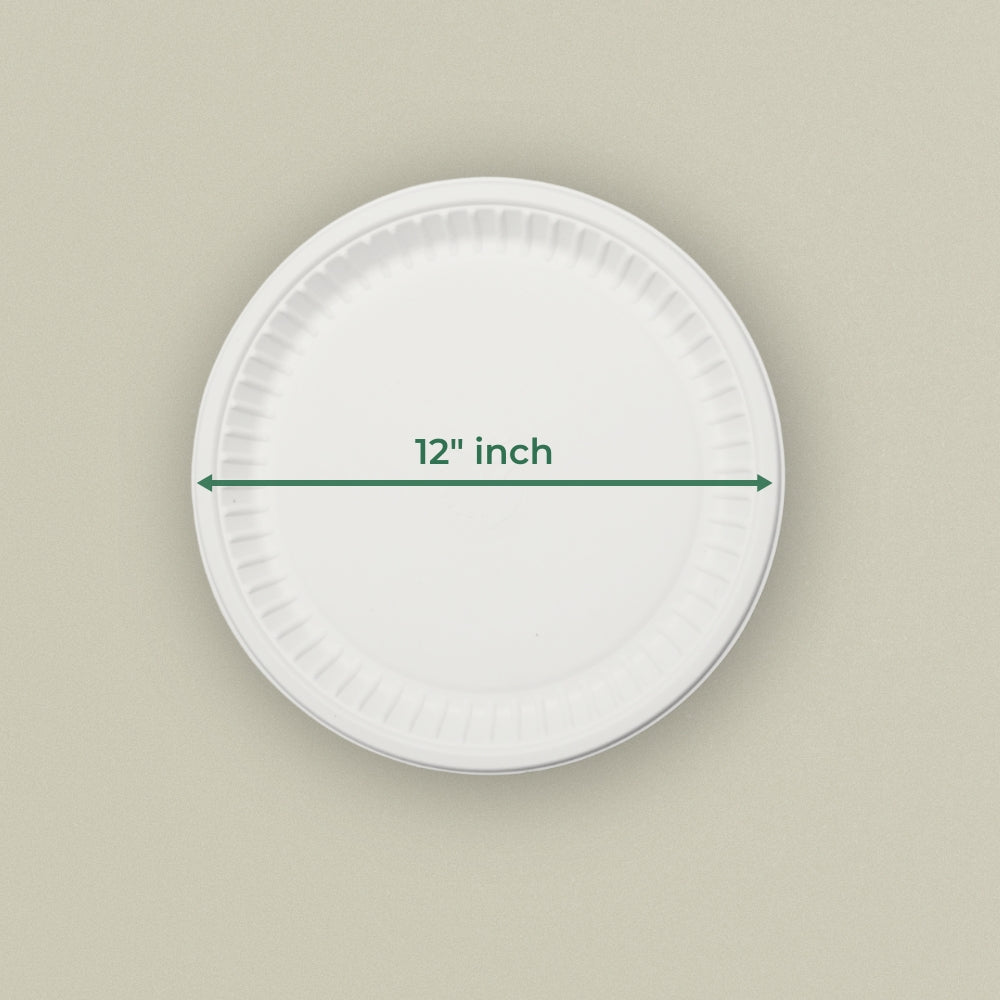 12" Round Sugarcane Bagasse Plate