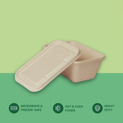 1300ml (44oz) U-Shape Sugarcane Bagasse Container with Lid