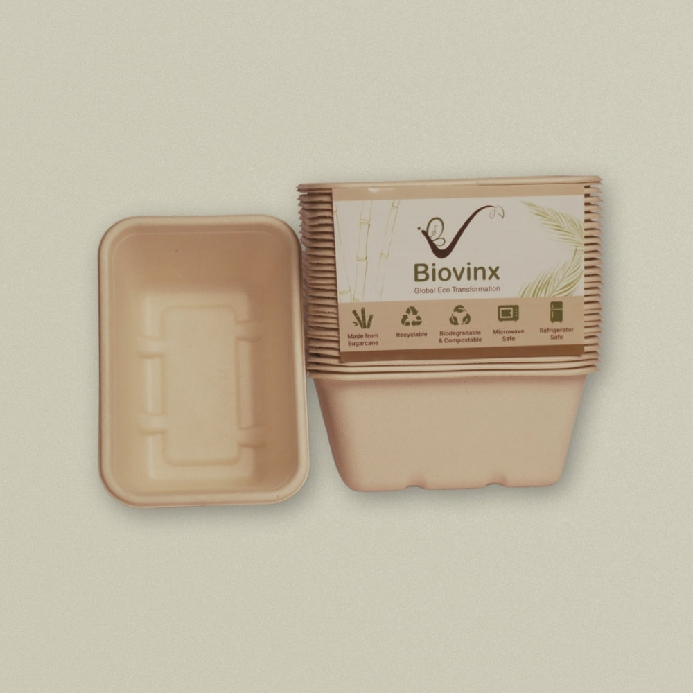1300ml (44oz) U-Shape Sugarcane Bagasse Container with Lid