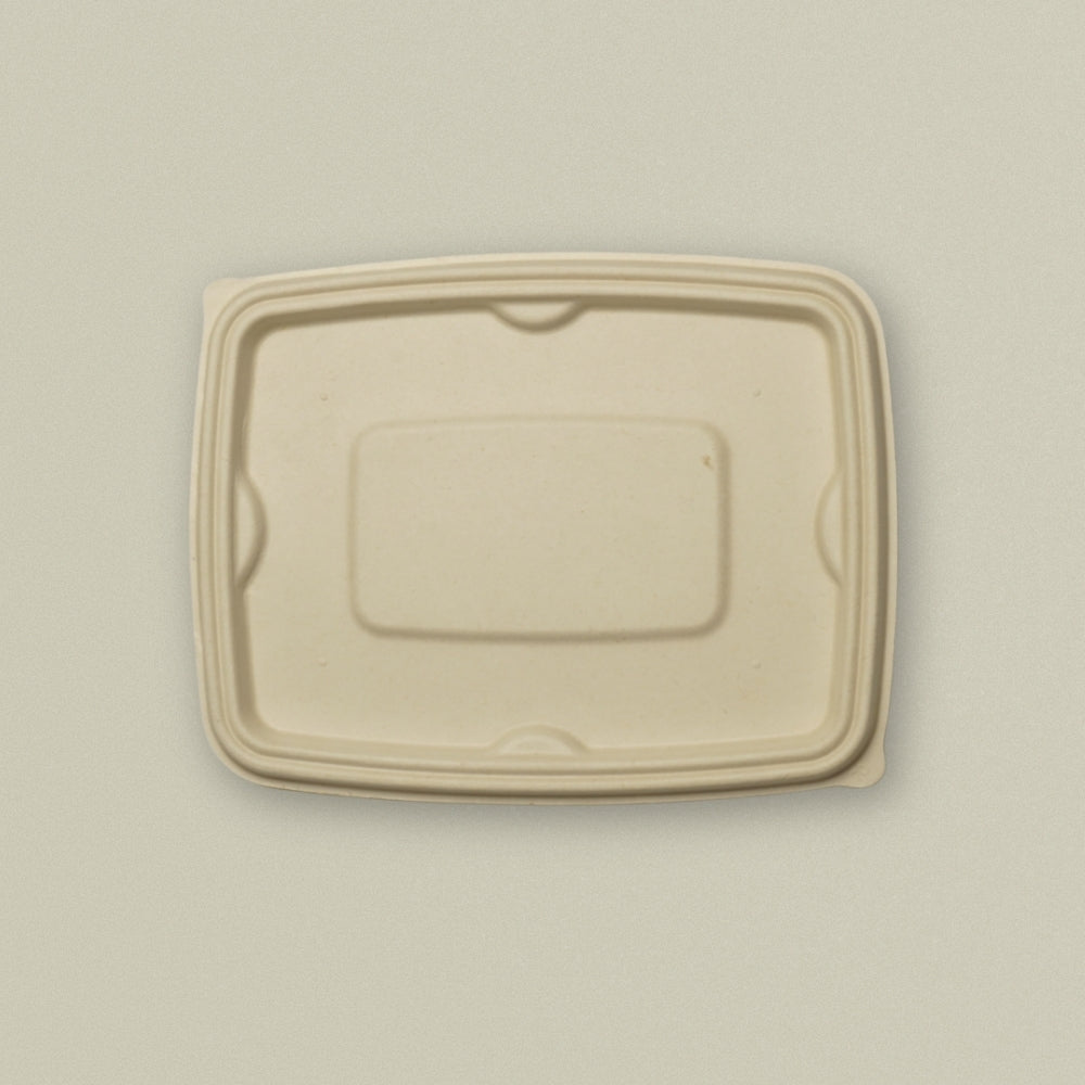 500ml (17oz) Rectangular Sugarcane Bagasse Container with Lid