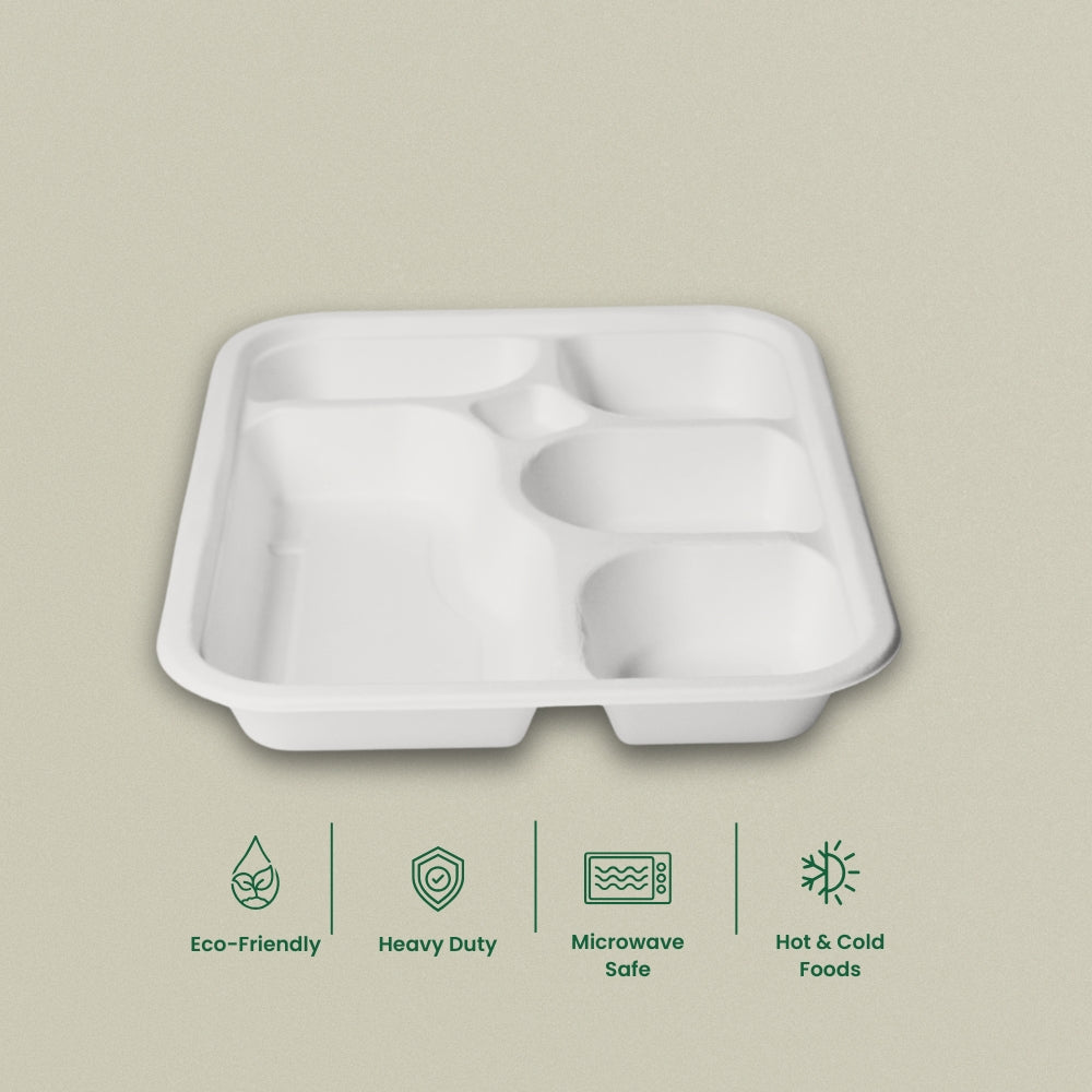 5cp Premium Sugarcane Bagasse Meal Tray