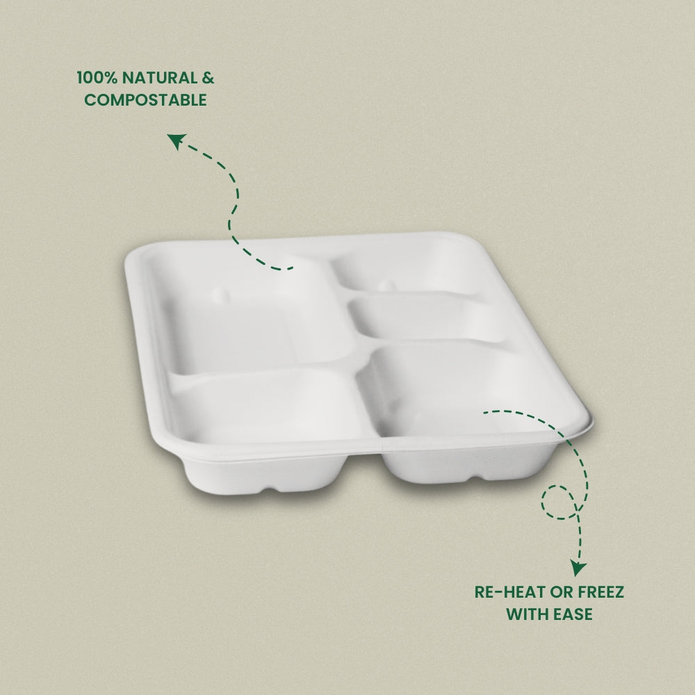5cp Regular Sugarcane Bagasse Meal Tray