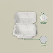 6x6" Sugarcane Bagasse Clamshell