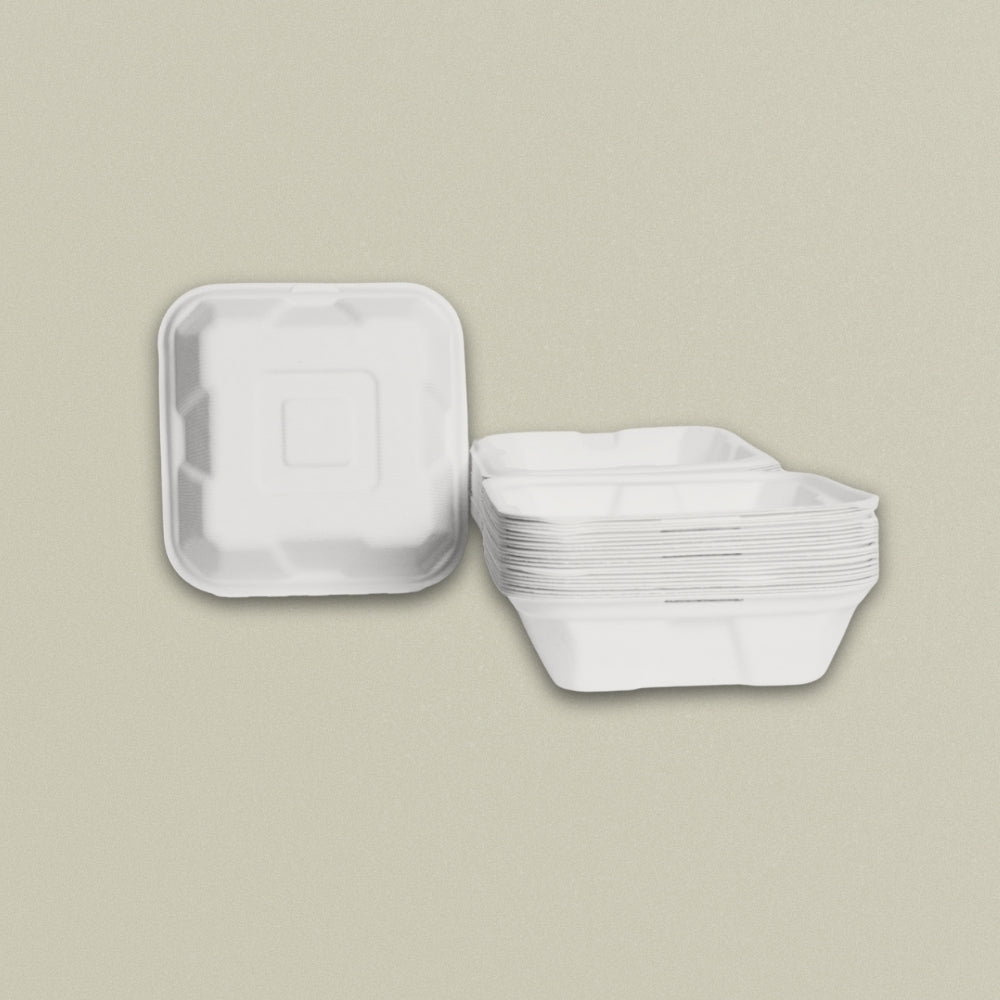6x6" Sugarcane Bagasse Clamshell