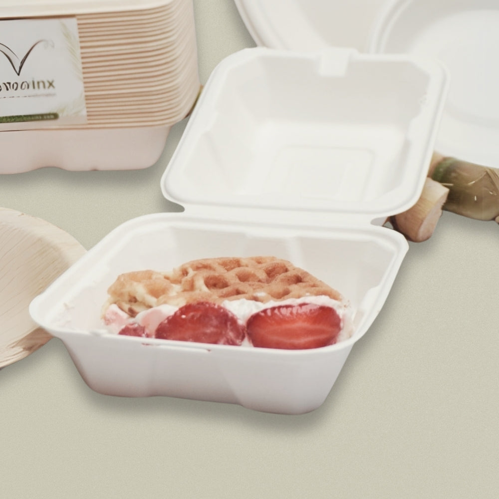6x6" Sugarcane Bagasse Clamshell