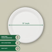 11" Round Sugarcane Bagasse Plate - Heavy Duty