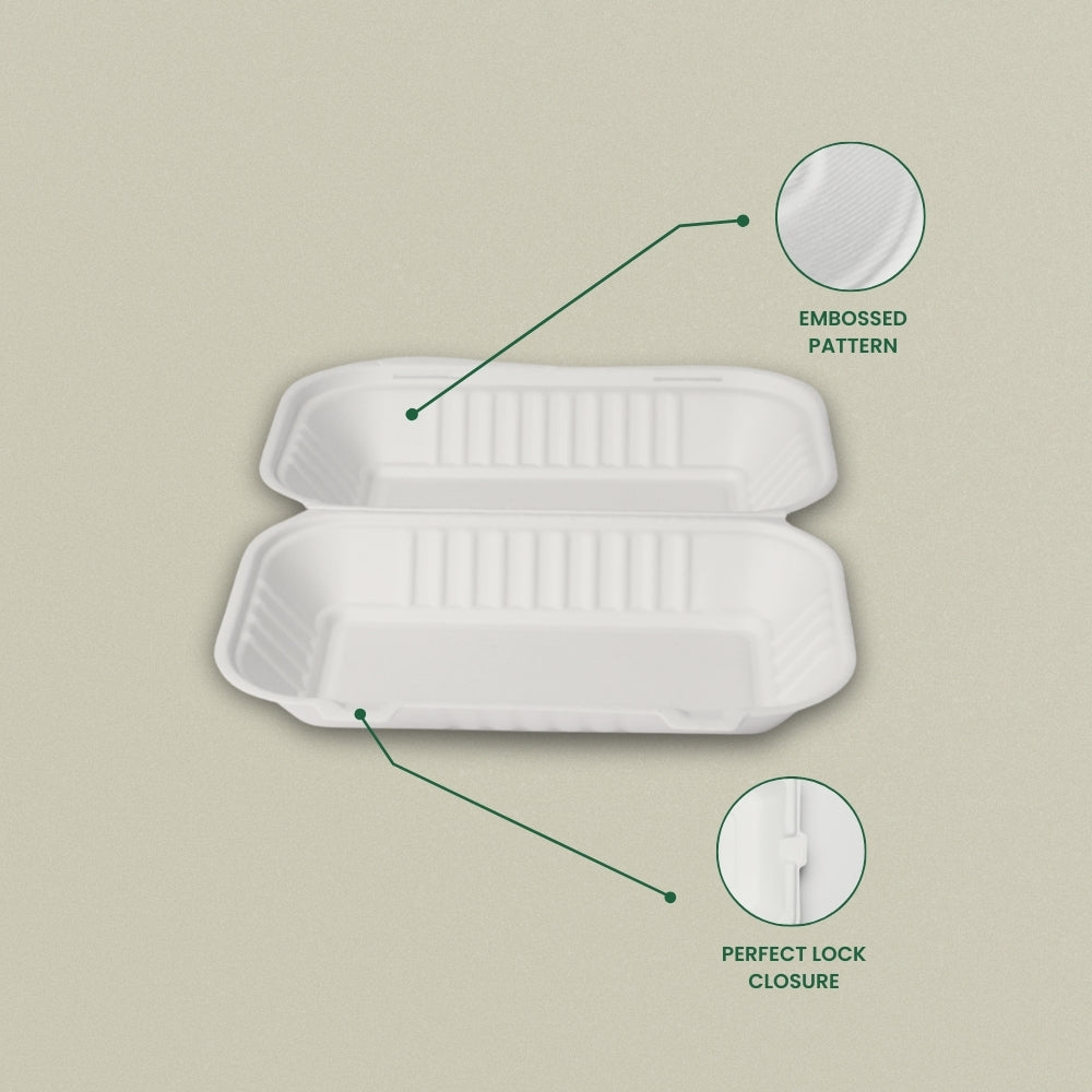 9x6" Sugarcane Bagasse Clamshell
