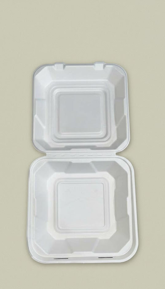 9x9" Sugarcane Bagasse Clamshell