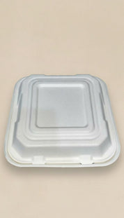 9x9" Sugarcane Bagasse Clamshell