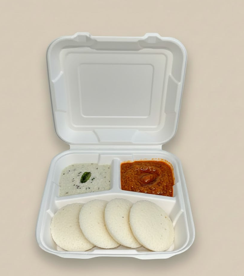 9"x9" 3-Compartment Sugarcane Bagasse Clamshell